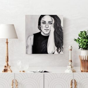 bebe-cantante-feminismo-empoderamiento-cuadro-oleo-blanco-negro-artista-laiamarita