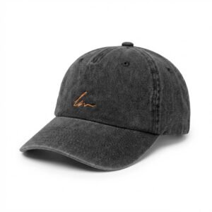 laiamarita-gorra-algodon-lavado-negro-desgastado-logo-bordado-oro-viejo