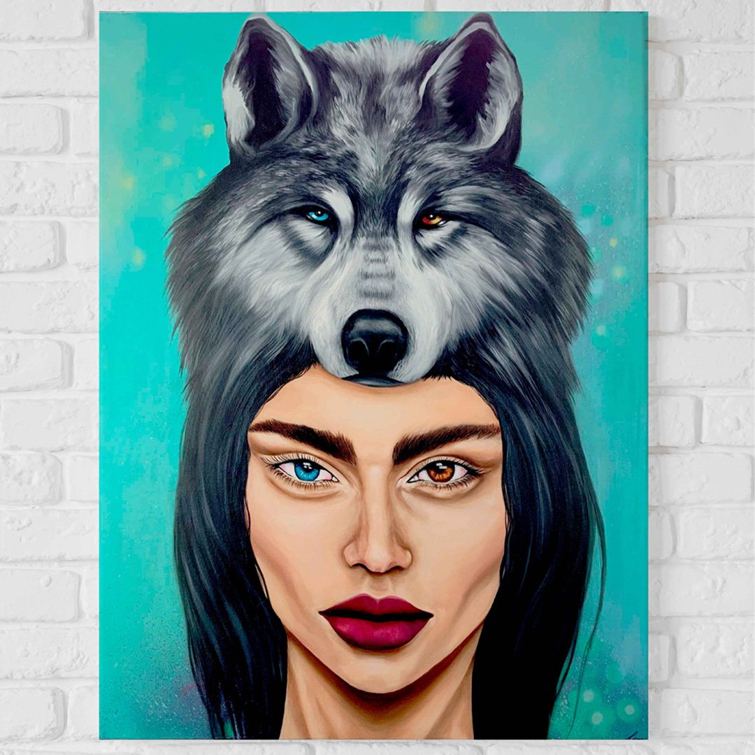laiamarita-lobo-fuerza-valentia-coraje-mujer-energia-femenina-masculina-equilibrio-poder-interior-obra-original-arte-figurativo-expresivo-contemporaneo-decoracion-exclusiva