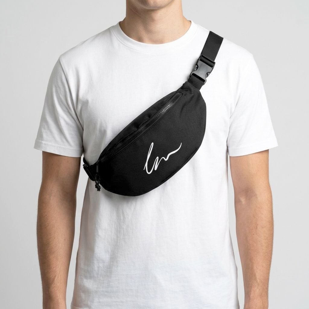 laiamarita-modelo-riñonera-negra-logo-blanco-LA-marca-poliester-unisex