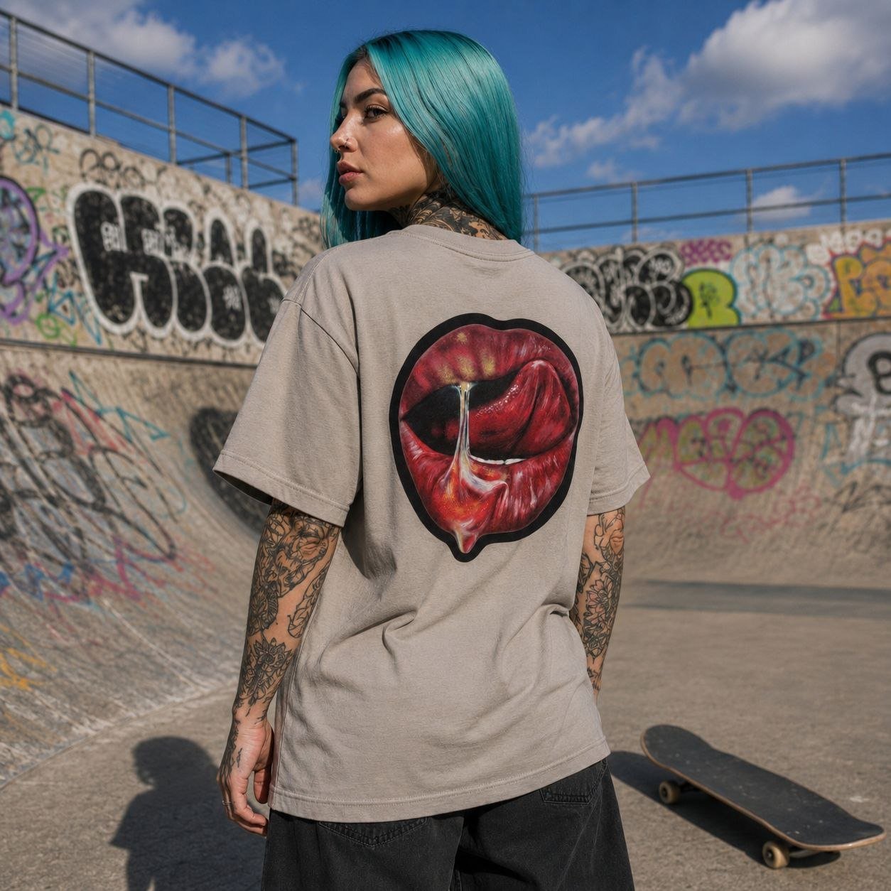 laiamarita-mural-erotismo-labios-camiseta-gris-unisex-ancha-marca-edicion-limitada