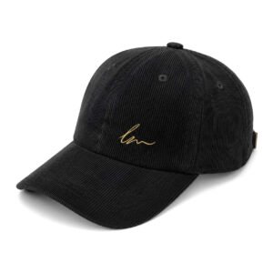 gorro-pana-negra-logo-la-oro-viejo-frontal-gorra-elegante